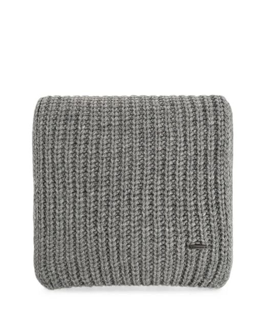 DSquared² Gray Ribbed Logo-Plaque Scarf for men
