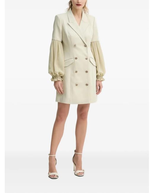 Bruuns Bazaar Natural Trudy Double-breasted Balloon-sleeve Mini Dress