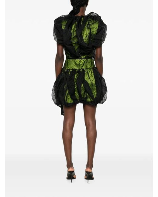 Viktor & Rolf Black Polka-Dot Ruffled Mini Dress