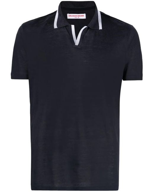 Orlebar Brown Blue Felix Linen Piqué Polo Shirt for men