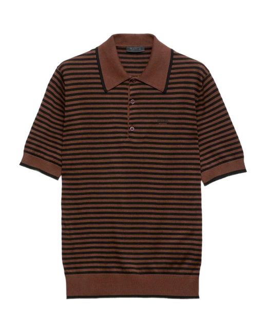 メンズ Prada ストライプ ポロシャツ Brown
