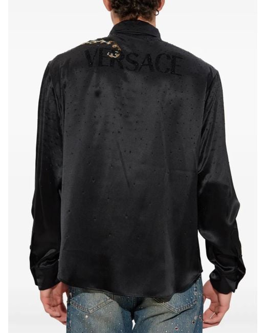 Camicia Con Decorazione di Versace in Black da Uomo
