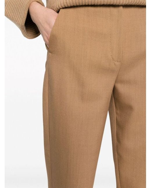 Max Mara Natural Cropped Tapered Wool-blend Trousers