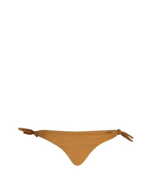 Karl Lagerfeld Brown Side-Tie Logo-Plaque Bikini Bottoms