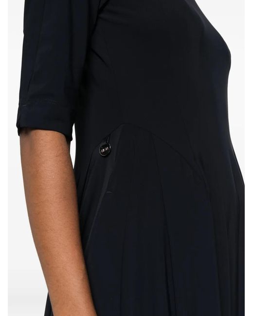 High Black Crew-Neck Midi Dress
