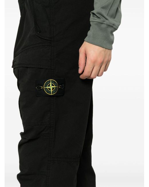 Stone Island Black Compass-patch Cargo Trousers for men