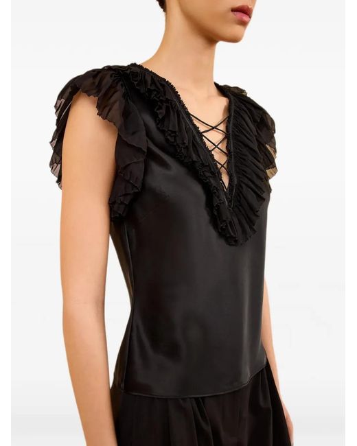 Ulla Johnson Black Ilyana Ruffled Top
