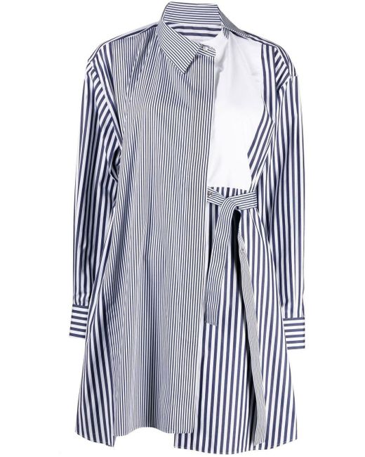 Sacai Blue Striped Side-tie Shirt Dress