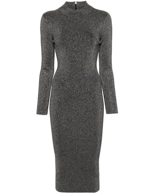 Vestido midi con cierre de lazo MICHAEL Michael Kors de color Gray