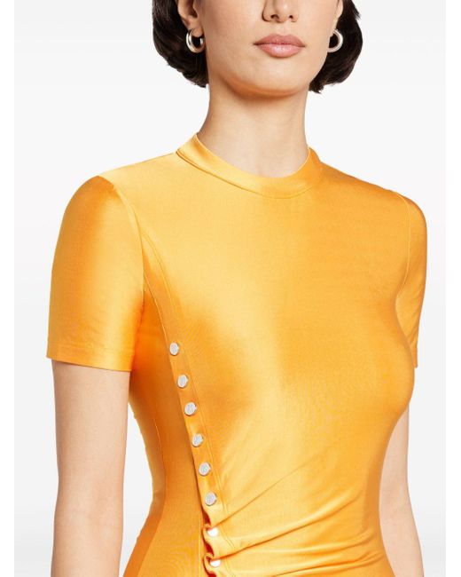 Rabanne Yellow Stud-detailed Short-sleeve Minidress