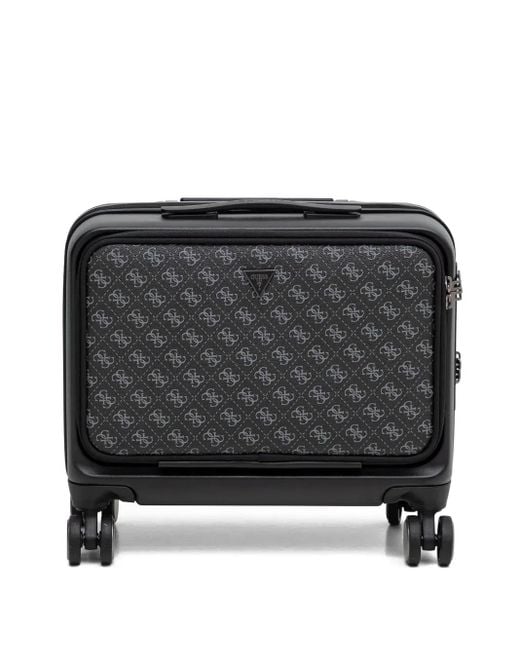 Guess Black Monogram-Pattern Luggage for men
