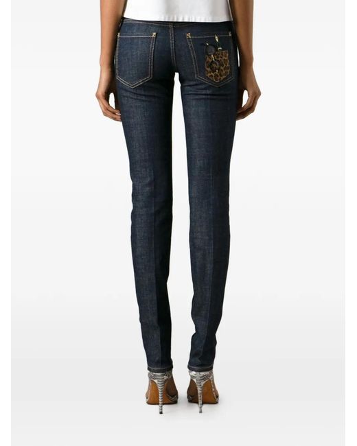 DSquared² Blue Leopard-Print Pocket Jeans