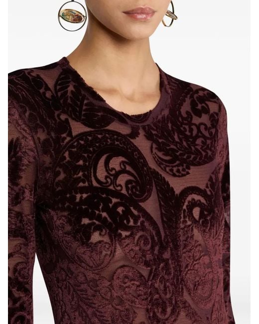 Etro Brown Top With A Velvet Pattern