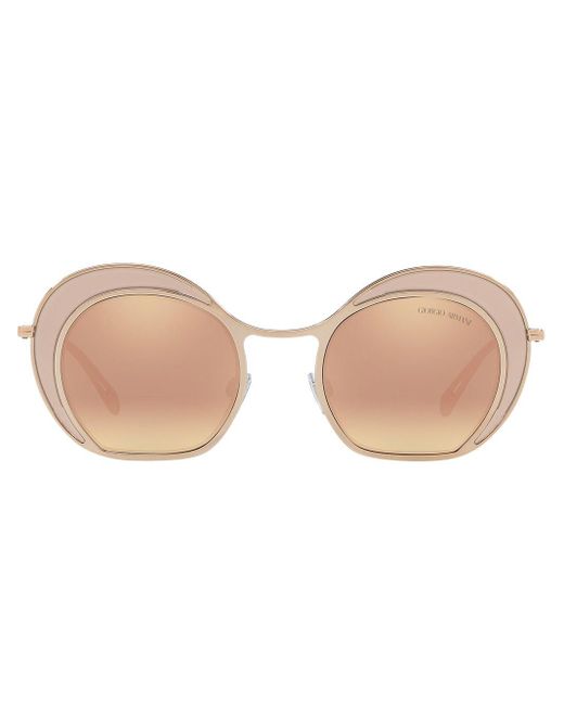 Oversized round frame sunglasses Giorgio Armani en coloris Metallic