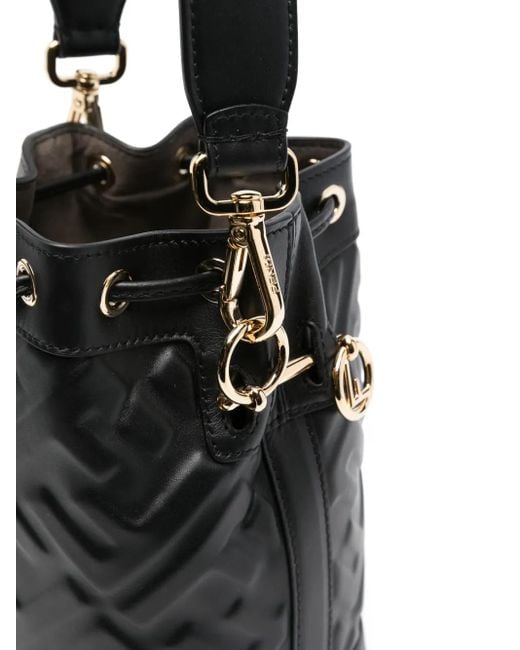 Fendi Black Mini Embossed Bucket Handbag