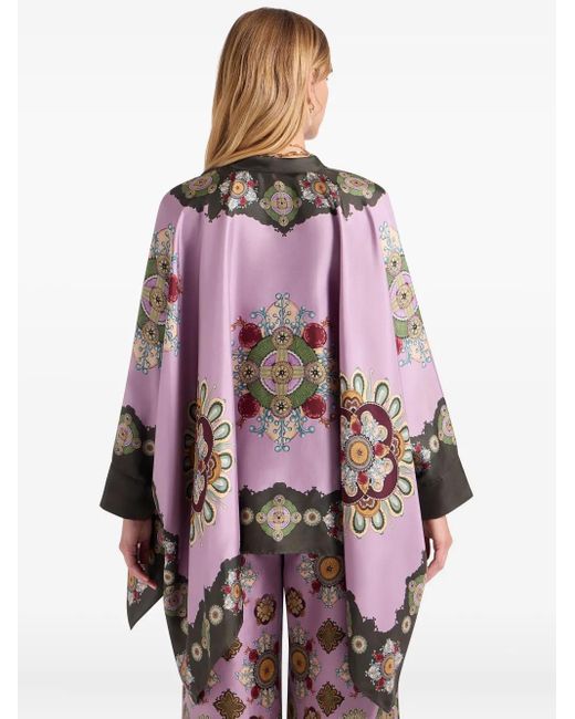 LaDoubleJ Pink Placée-Print Silk Shirt