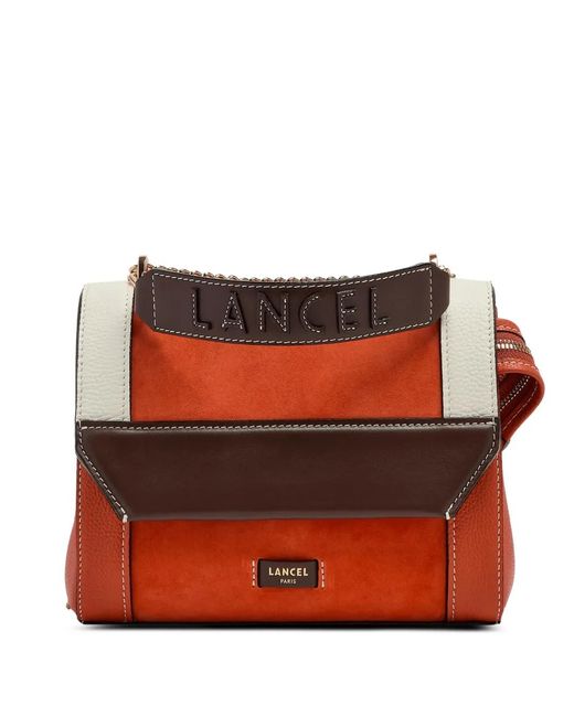 Lancel Red Ninon Logo Handle Flap Tote Bag