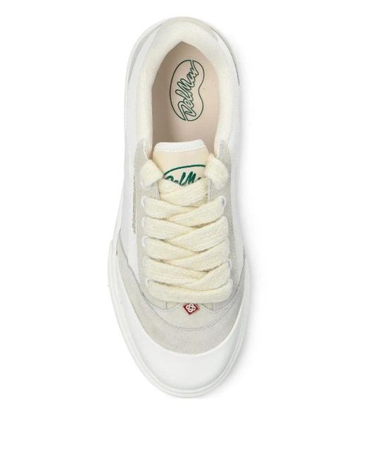 Casablanca White Canvas Sneakers With Suede Insert for men