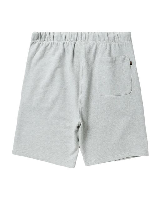 Alpha Industries Gray Logo-Patch Shorts for men