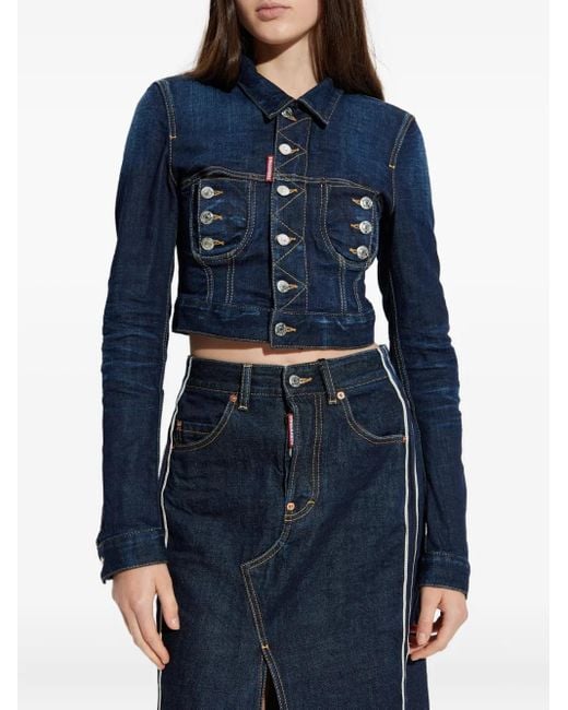 DSquared² Blue Cropped Denim Jacket