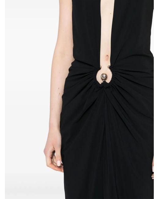 Christopher Esber Black Pierced Orbit Halter Slit Dress