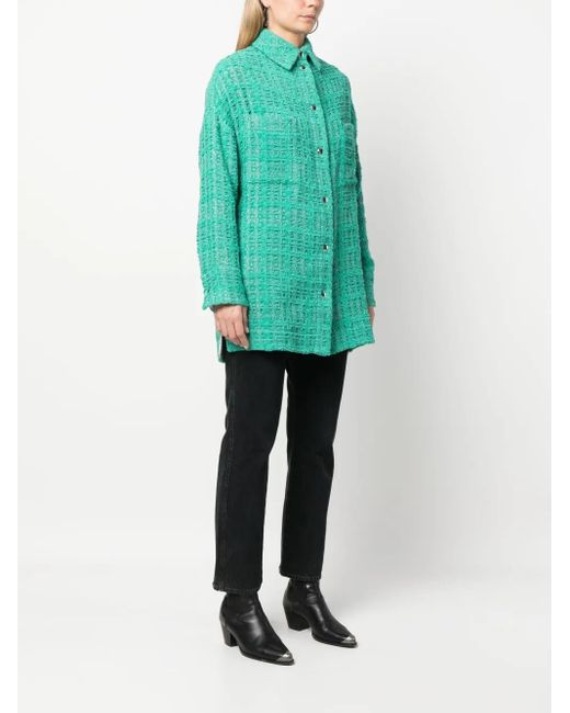 IRO Blue Single-Breasted Knitted Coat