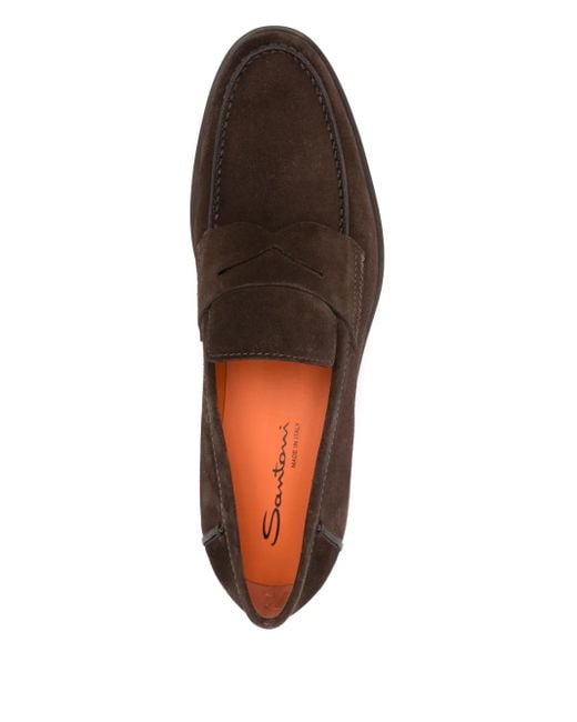 Santoni Brown Mocassins En Daim for men