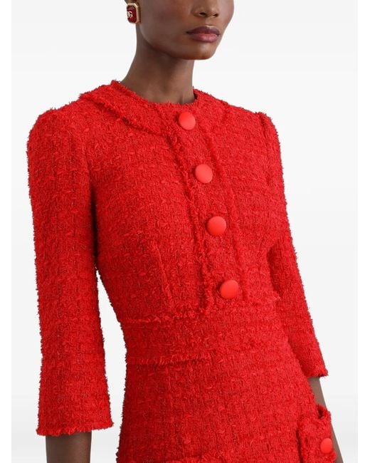 Dolce & Gabbana Red Robe Courte En Tweed Rachel
