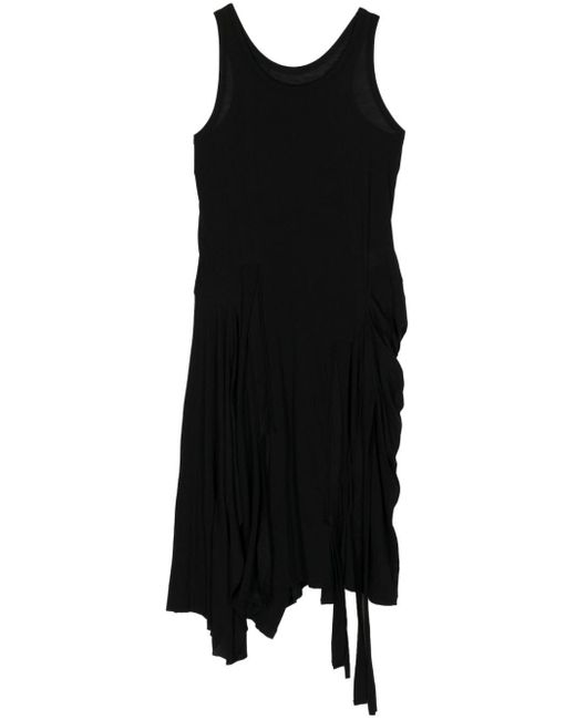 Yohji Yamamoto Asymmetrische Midi-jurk in het Black