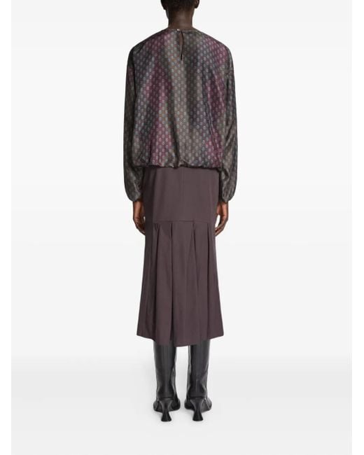 Dries Van Noten Purple Tailored Midi Skirt