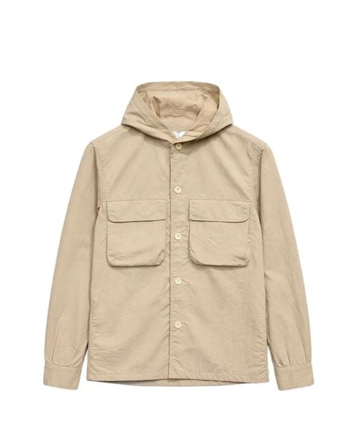 LES HÉRITIERS Natural Button-Up Hooded Jacket for men