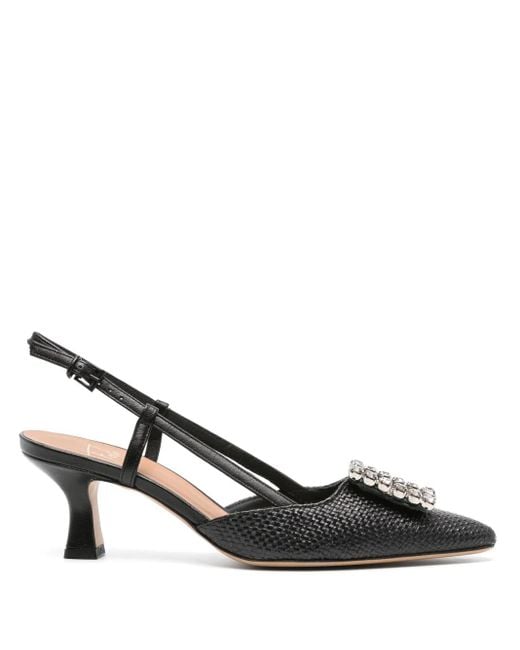 Roberto Festa Black Stefi 60Mm Crystal-Embellished Slingback Pumps