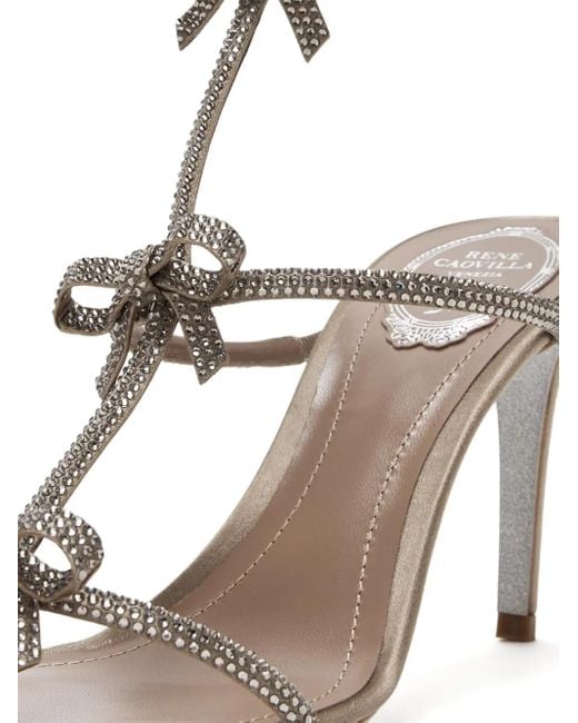 Rene Caovilla Metallic 80Mm Caterina Crystal-Embellished Bow Sandals