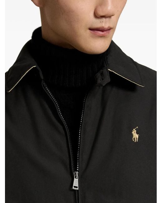 Polo Ralph Lauren Black Embroidered-Logo Shirt Jacket for men