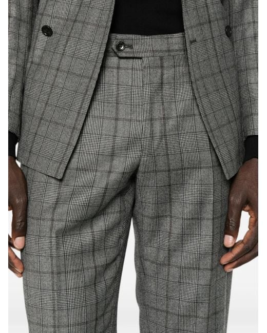 Tagliatore Gray Check-Pattern Double-Breasted Suit for men