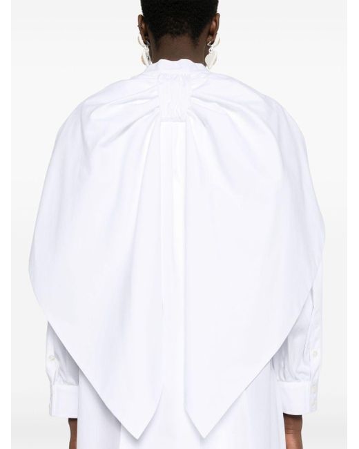Simone Rocha White Faux-pearl Cotton Shirt Dress
