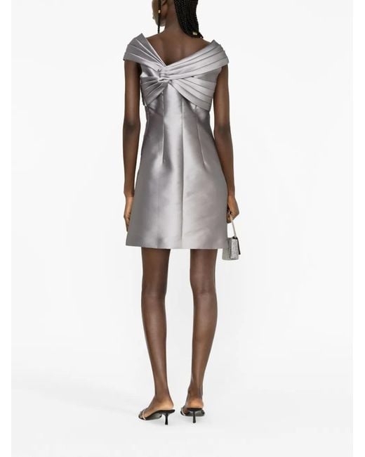 Alberta Ferretti Gray Pleated Mikado Minidress