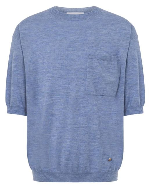 Moschino Fein Gestricktes T-Shirt in Blue für Herren