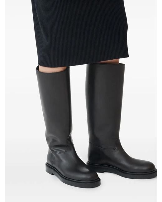 Fabiana Filippi Black Leather Knee-High Boots