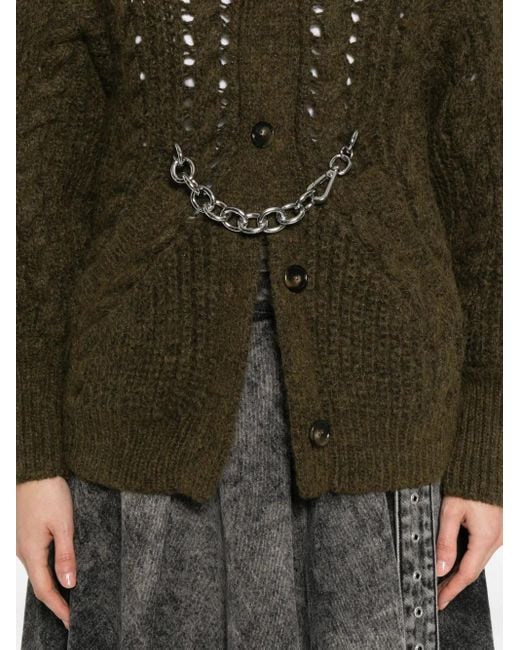 Simone Rocha Green Cardigan mit Kettendetail