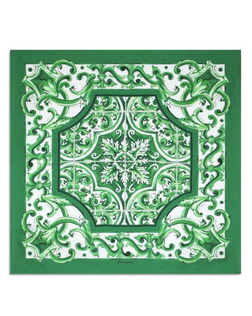 メンズ Dolce & Gabbana Majolica-print Silk Bandanna Green