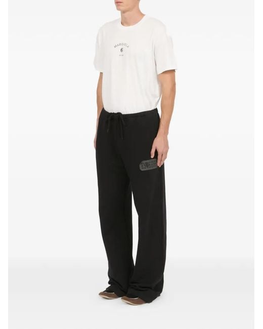 MM6 by Maison Margiela Black Patch-Detail Cotton Trousers for men