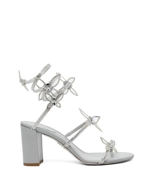 Rene Caovilla White 80Mm Crystal-Embellished Sandals