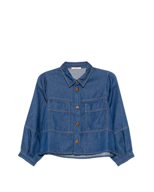 Sessun Blue Contrast-Stitched Jacket