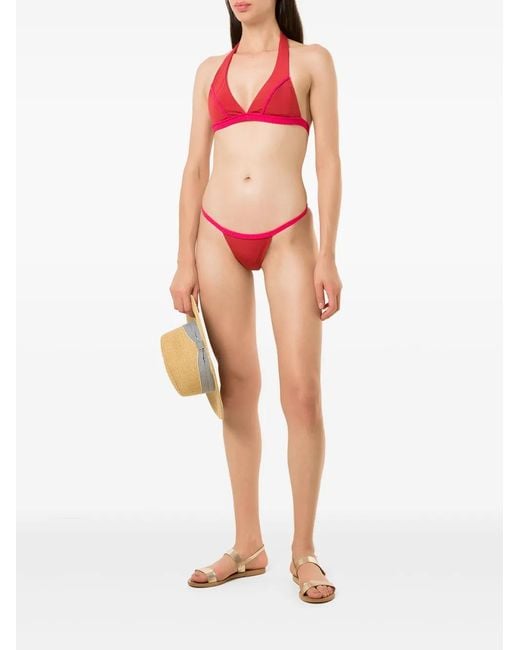 Amir Slama Red Braided-Trim Bikini Set