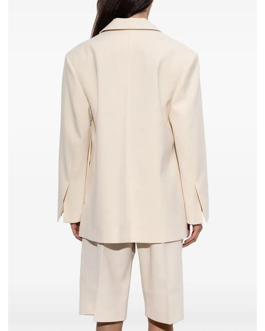 By Malene Birger Natural Adele Single-Breasted Peak-Lapels Blazer