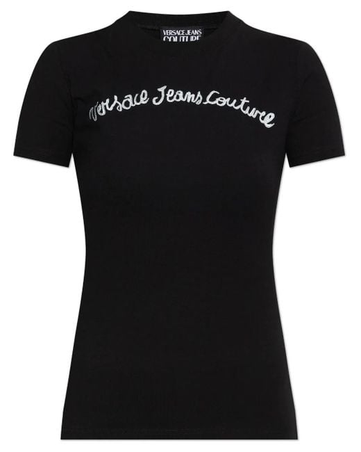 Versace Jeans Couture Black Logo-Print T-Shirt