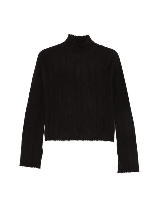 Alysi Black Ribbed-Knit High-Neck Sweater