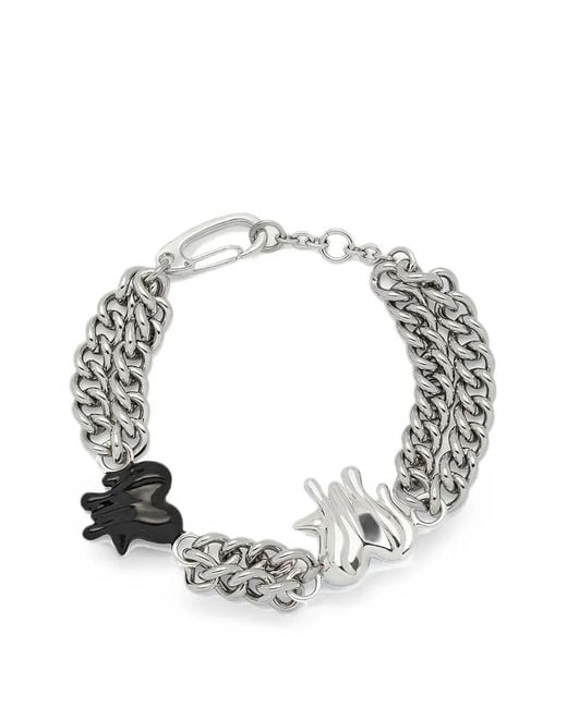 Yoj Metallic Heart-Motif Curb-Link Bracelet for men
