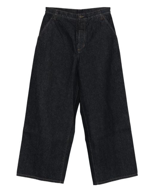 Uma Wang Blue Logo-Patch Jeans for men